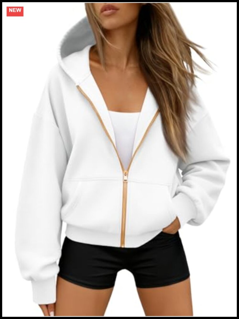 Women's Zip Up Hoodie Fleece Lined Cropped Sweatshirt Oversized Y2K Fall